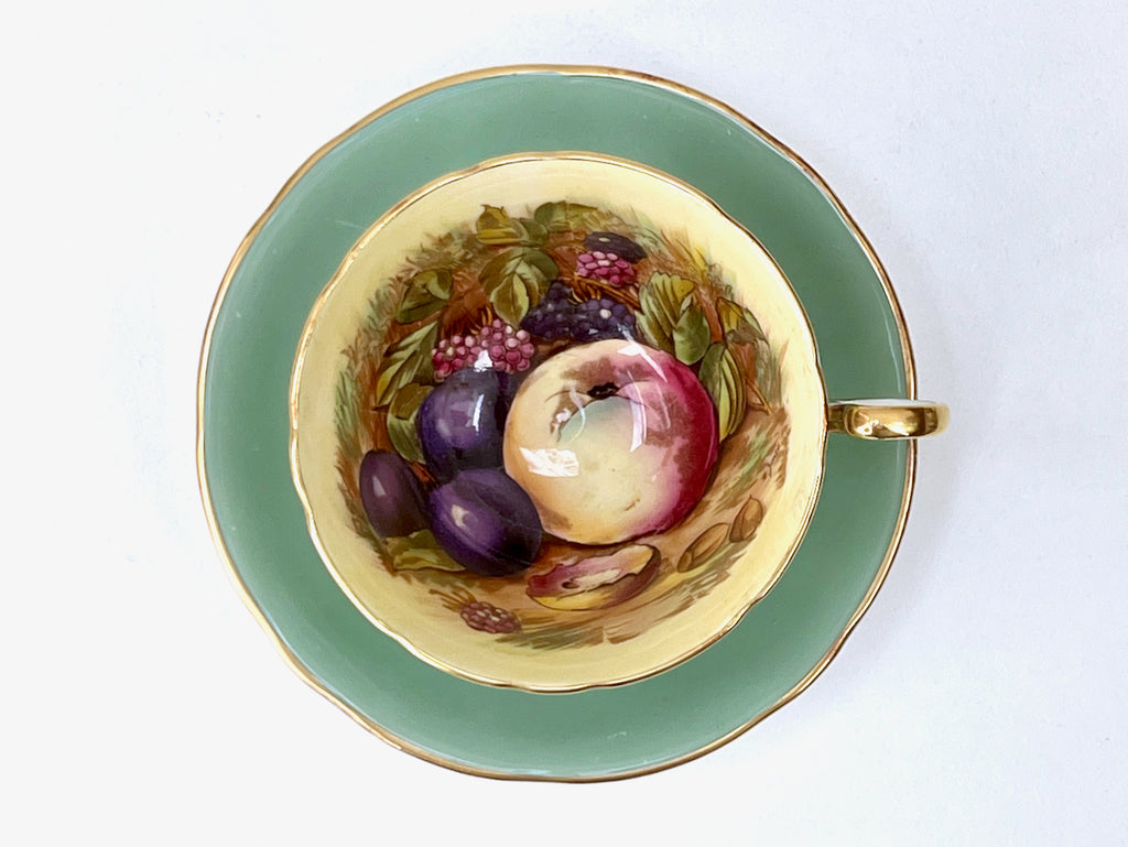 Aynsley Bone China (England) 'Fruit Orchard' Teacup and Saucer, in