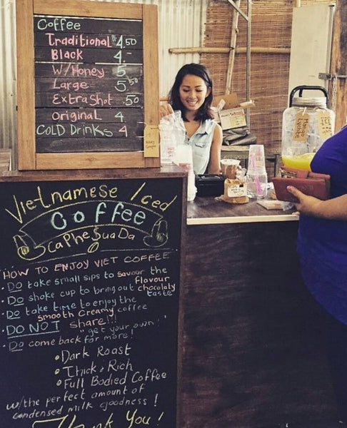 Annee Nguyen's original market stall at Rusty's Market Cairns, image shows the original menu and 'rules' Anee created to educate her guests.