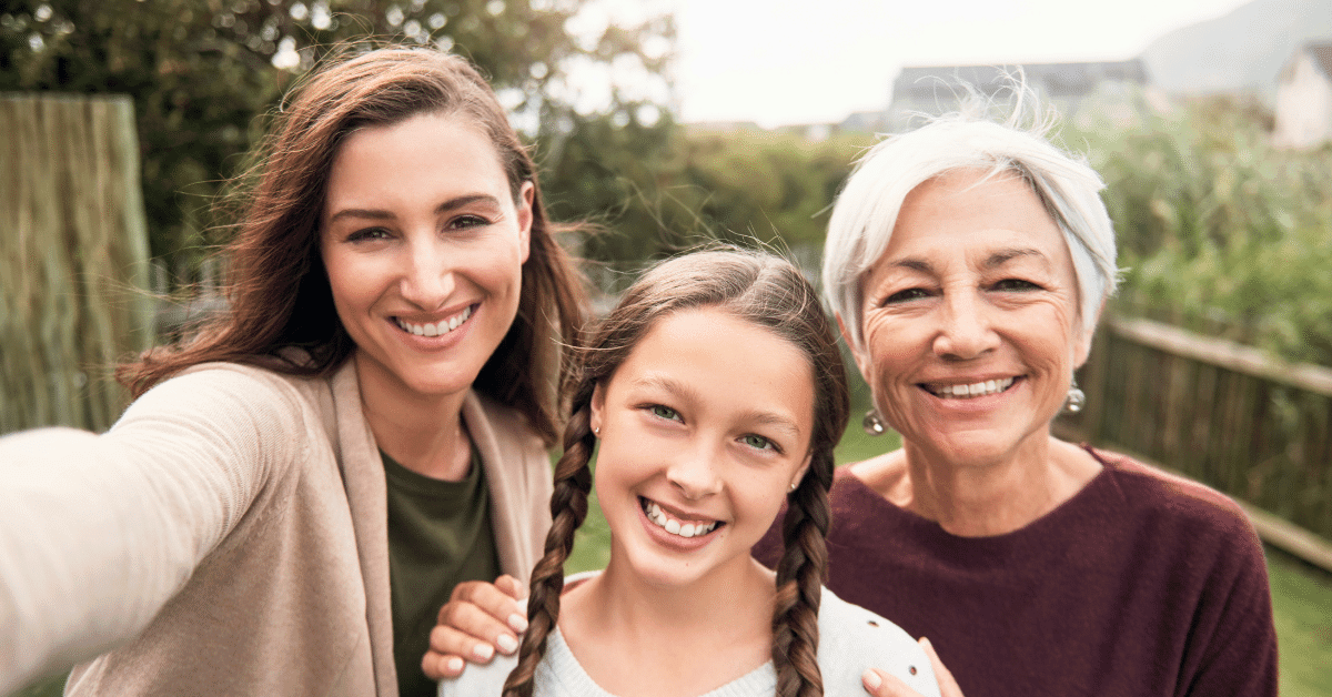 a picture of grandma and granddaughter together