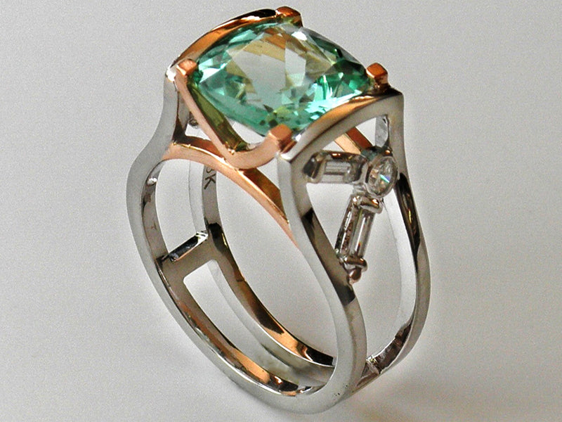 Mint Tourmaline and Diamond Ring