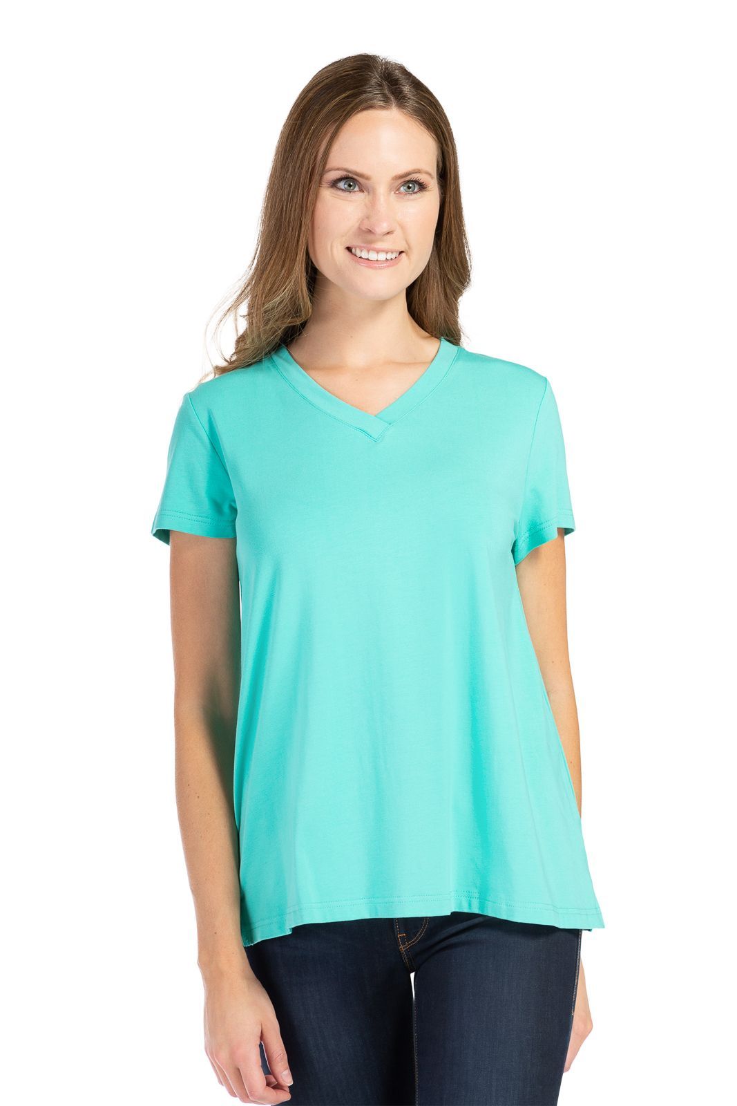 Fishers Finery Women's Ecofabric Short Sleeve Classic Fit V Neck