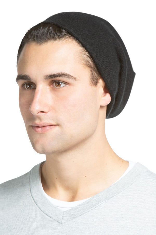 Slouchy Beanie | Mens Slouchy Cashmere Beanie | Fishers Finery