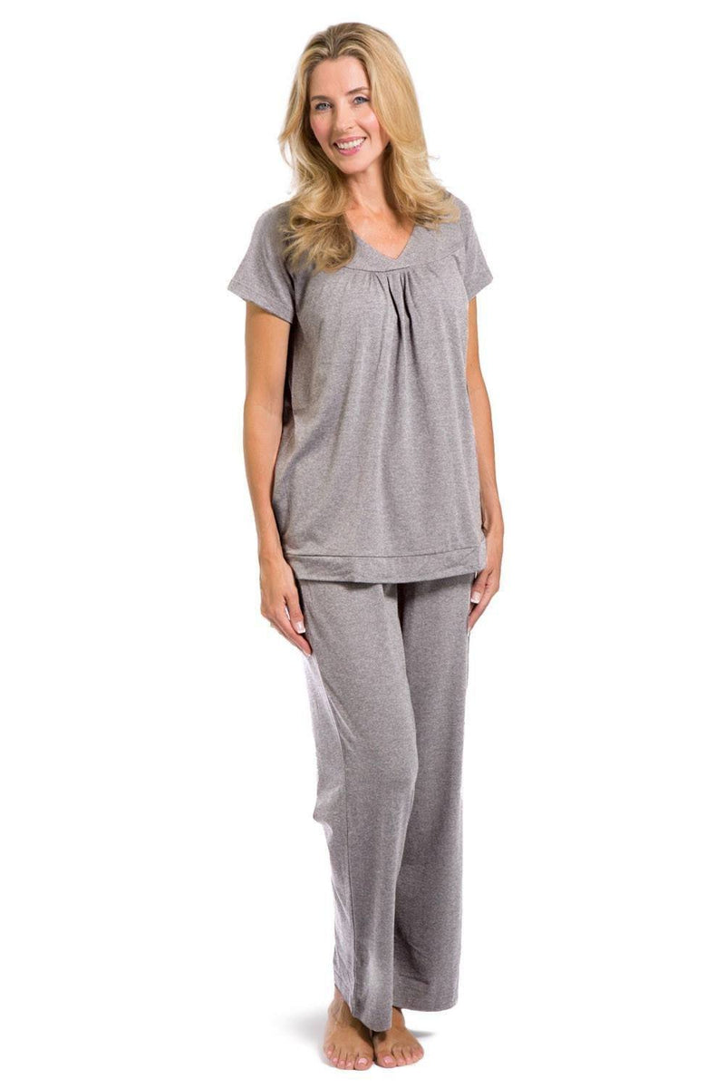 Women's Pajamas | Organic Cotton V-Neck Pajama Set | Fishers Finery