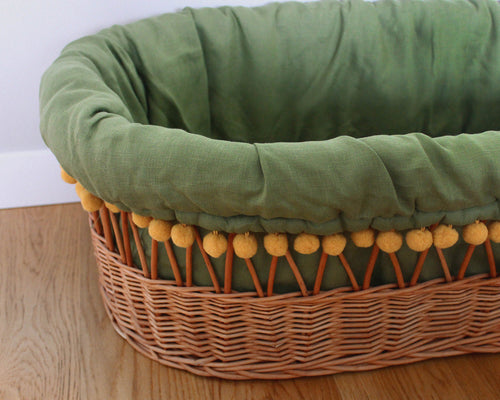 Baby Moses Basket with bedding textile Rabbits and Twigs