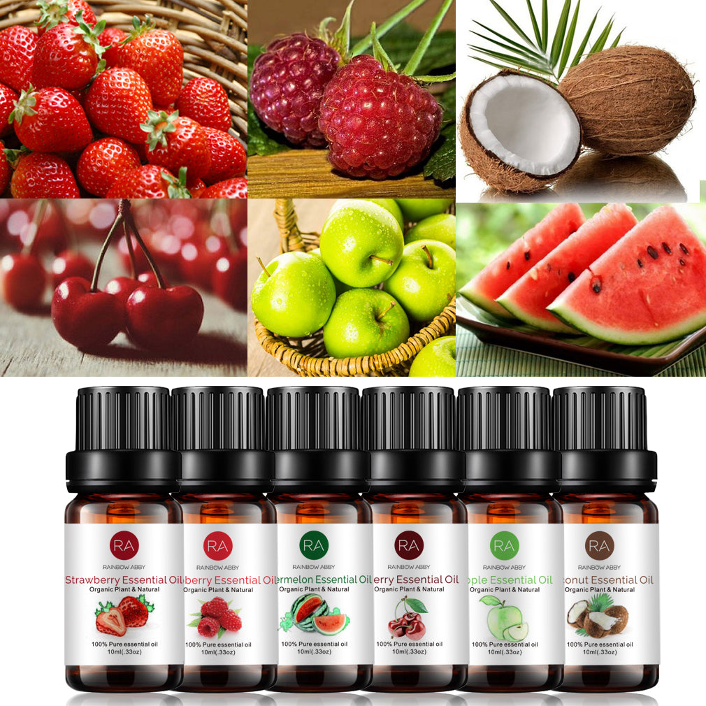 6 Pack 10ml Fruit Essential Oils Set Pure & Natural For