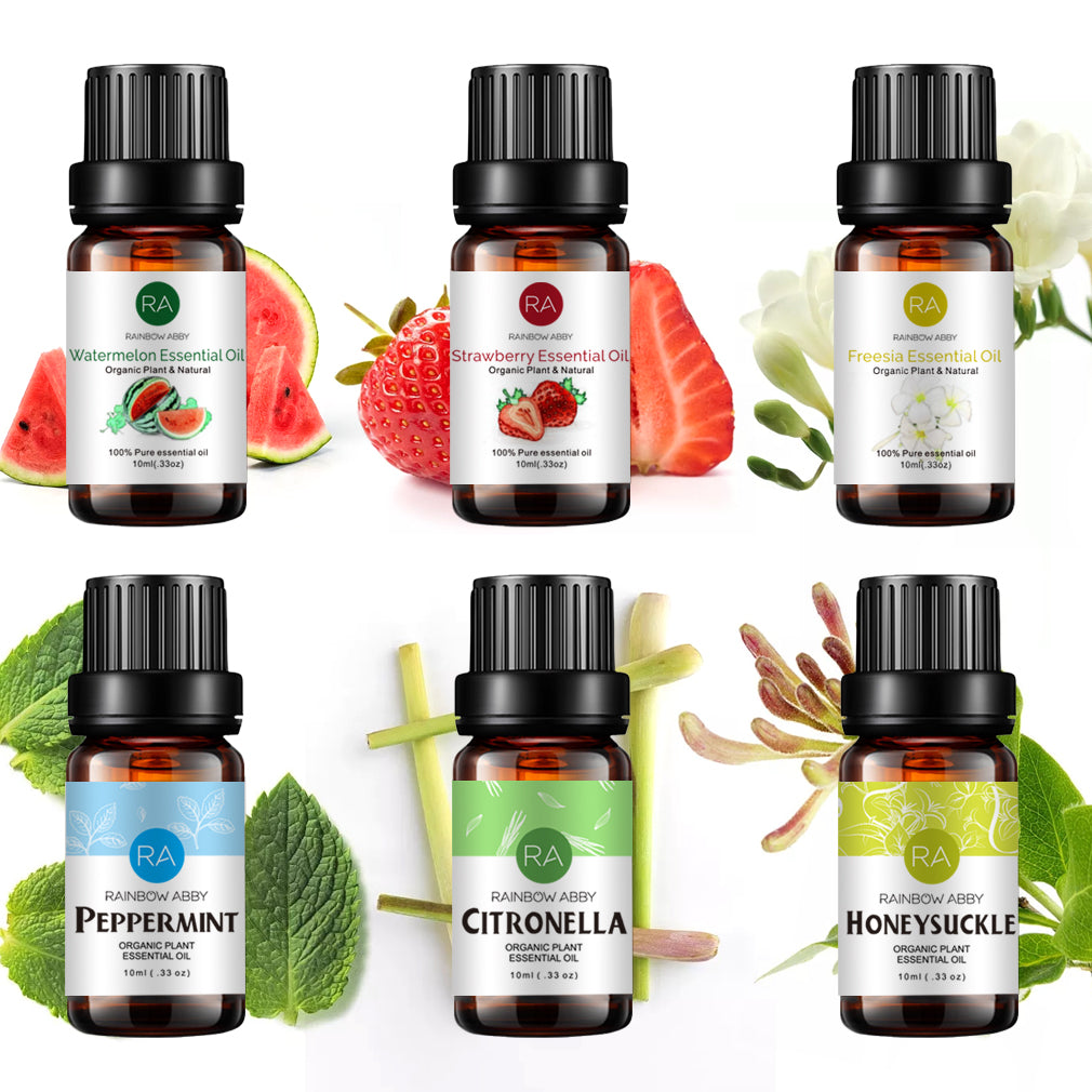 6-Pack Essential Oils Set (Peppermint, Watermelon, Strawberry, Freesia,  Citronella, Honeysuckle)