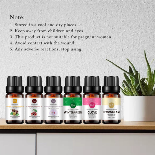 6-Pack Essential Oils Set (Peppermint, Watermelon, Strawberry