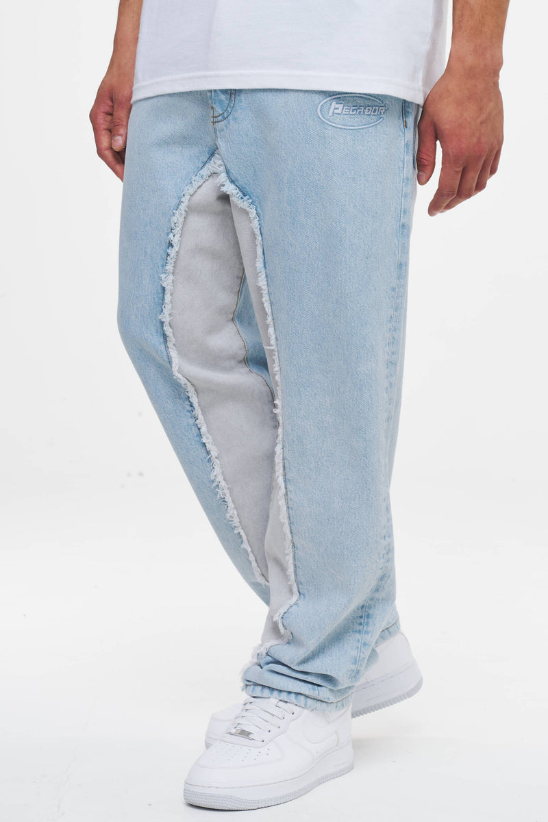 Pegador Cronin Curved Baggy Jeans Washed Vintage Blue Light Grey ...