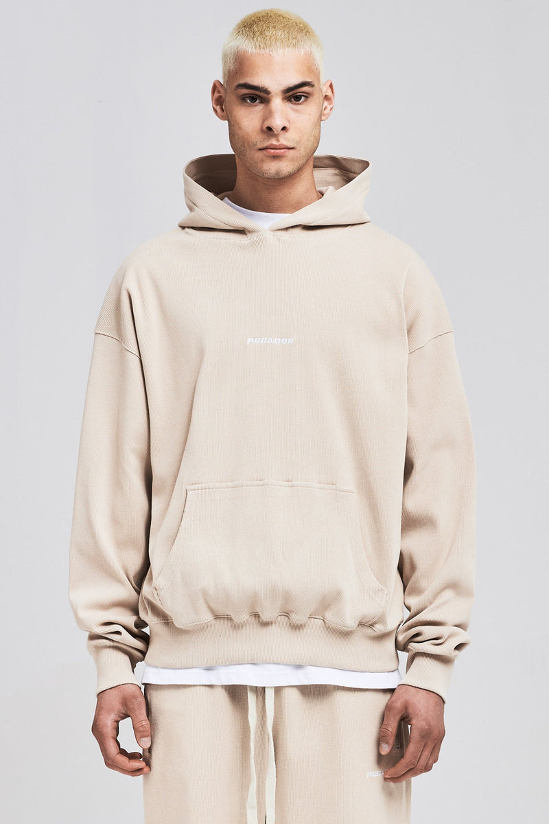 Pegador Ribbed Heavy Oversized Hoodie Washed Ivory – PEGADOR® Streetwear