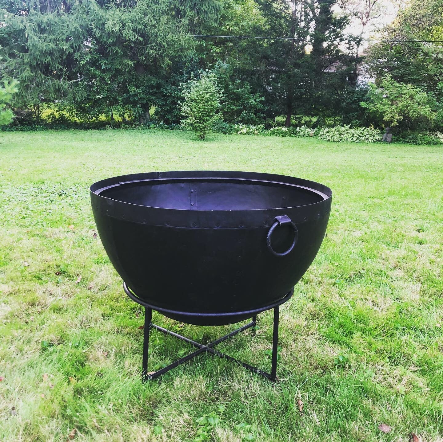 Large Cauldron Style Steel Fie Pit With Stand Made In India Using Trad