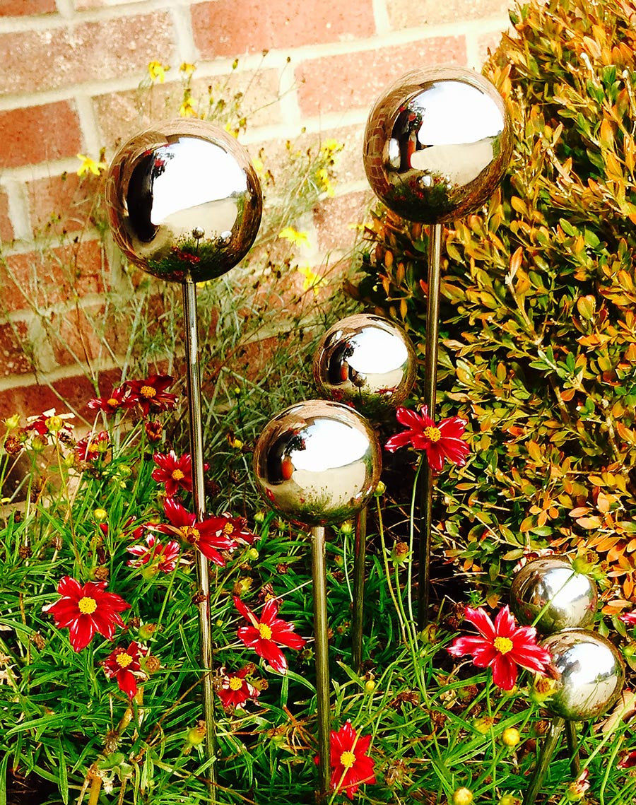 Stainless Steel Balls On Stakes Garden Lollipops Nomadic Grill + Home