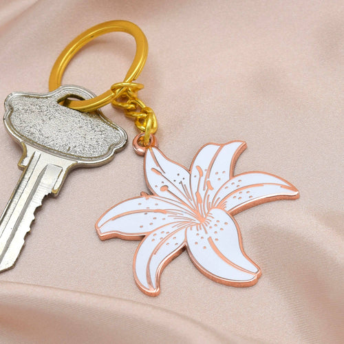 Lotus Flower Keychain Key Ring.Flowers Keychain.Flowers Jewelry.Birthday  Gift,Lotus Jewelry Flower Keychain.F083