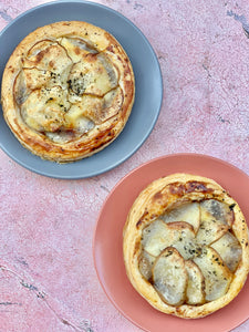 Individual Potato, Cream Cheese & Onion Jam Puff Pies