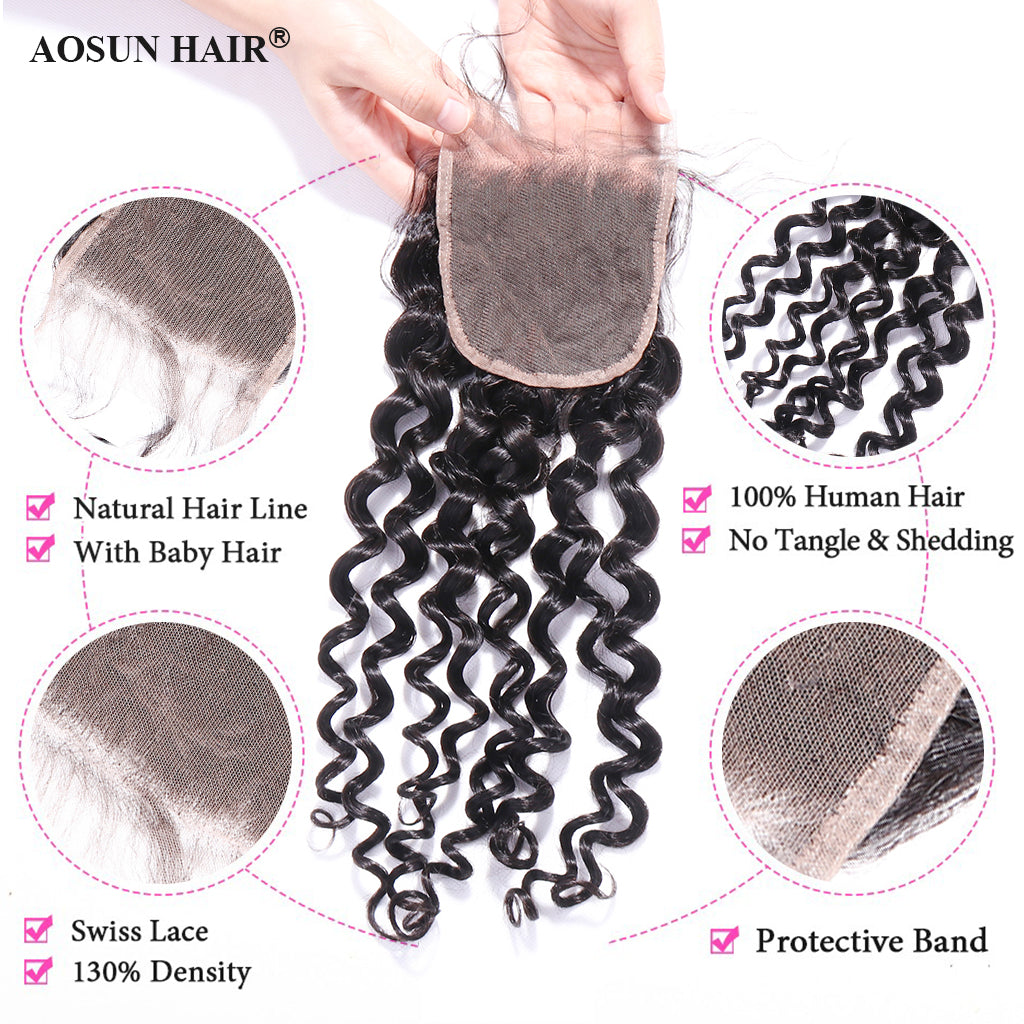 3 bundles water curly bundles with closure