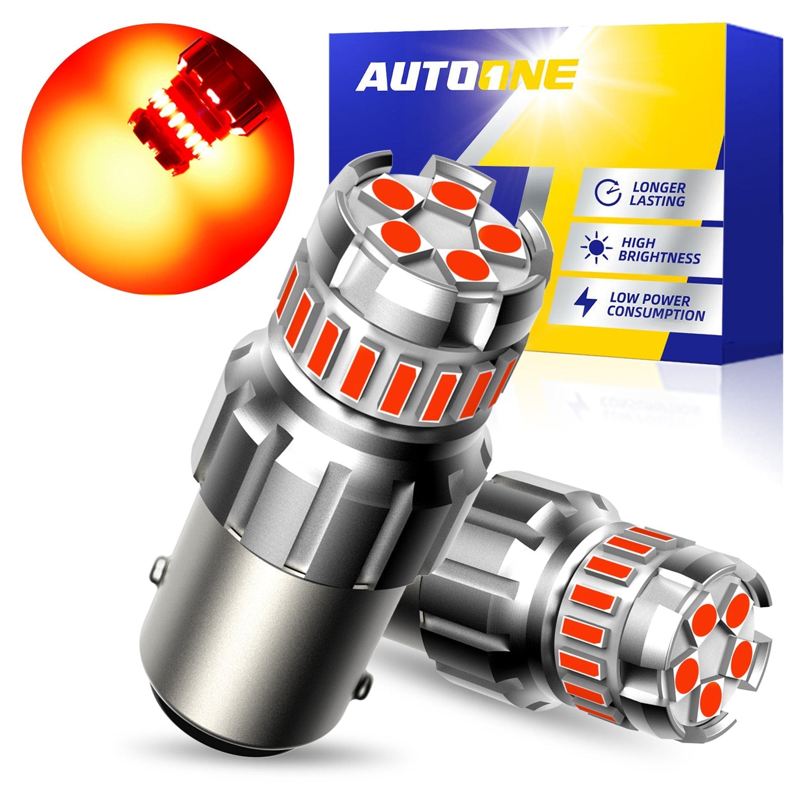 1157 LED Brake/Tail Light Bulb 6500K Red 2 PCS