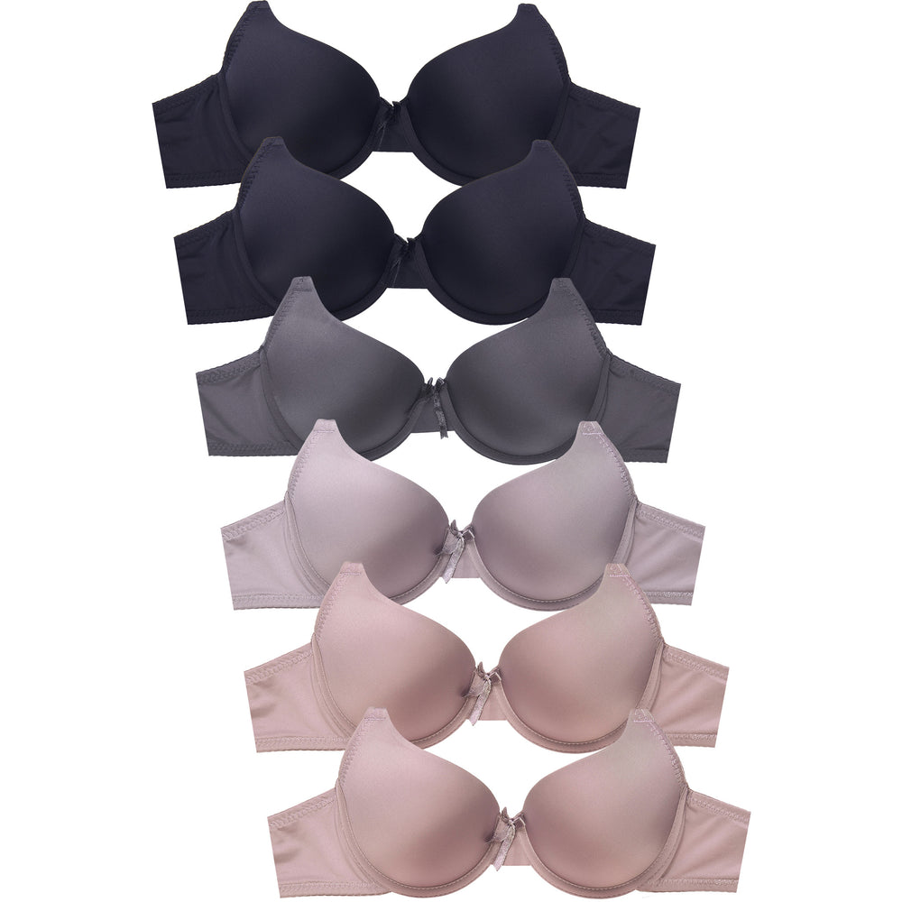 Sofra BR4370PU1 - 32B Womens Push Up Cotton Blend Solid Bra Style Intimate  Sets, Size 32B - Pack of 6 