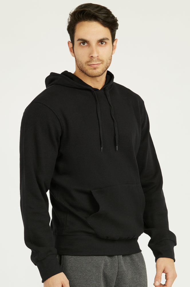 KNOCKER MEN'S WAFFLE FABRIC PULLOVER HOODIE (HD1100_BLACK) – Uni ...