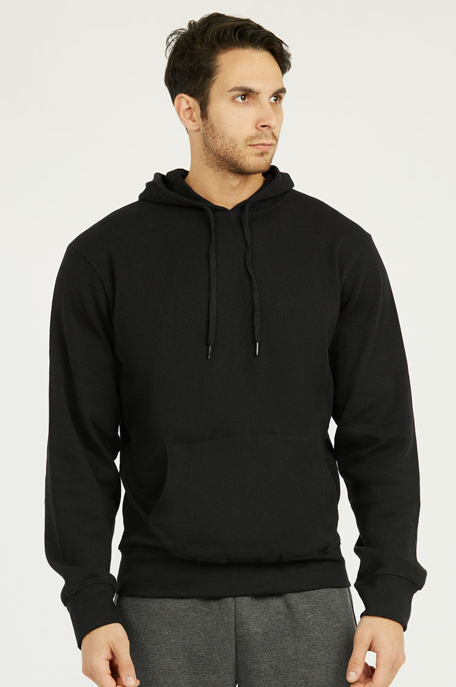 KNOCKER MEN'S WAFFLE FABRIC PULLOVER HOODIE (HD1100_BLACK) – Uni ...