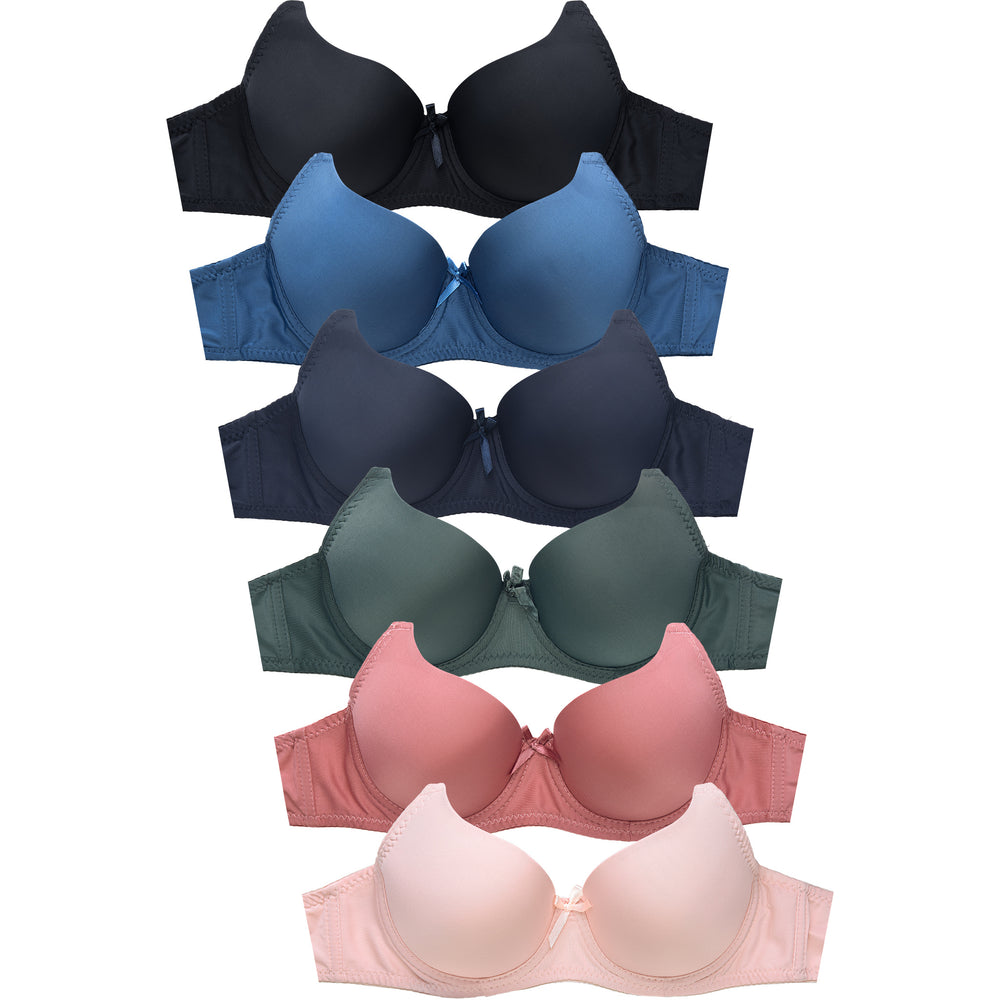 Womens 6 Pack of Everyday Plain, Lace, D, DD, DDD Cup Bra -Various