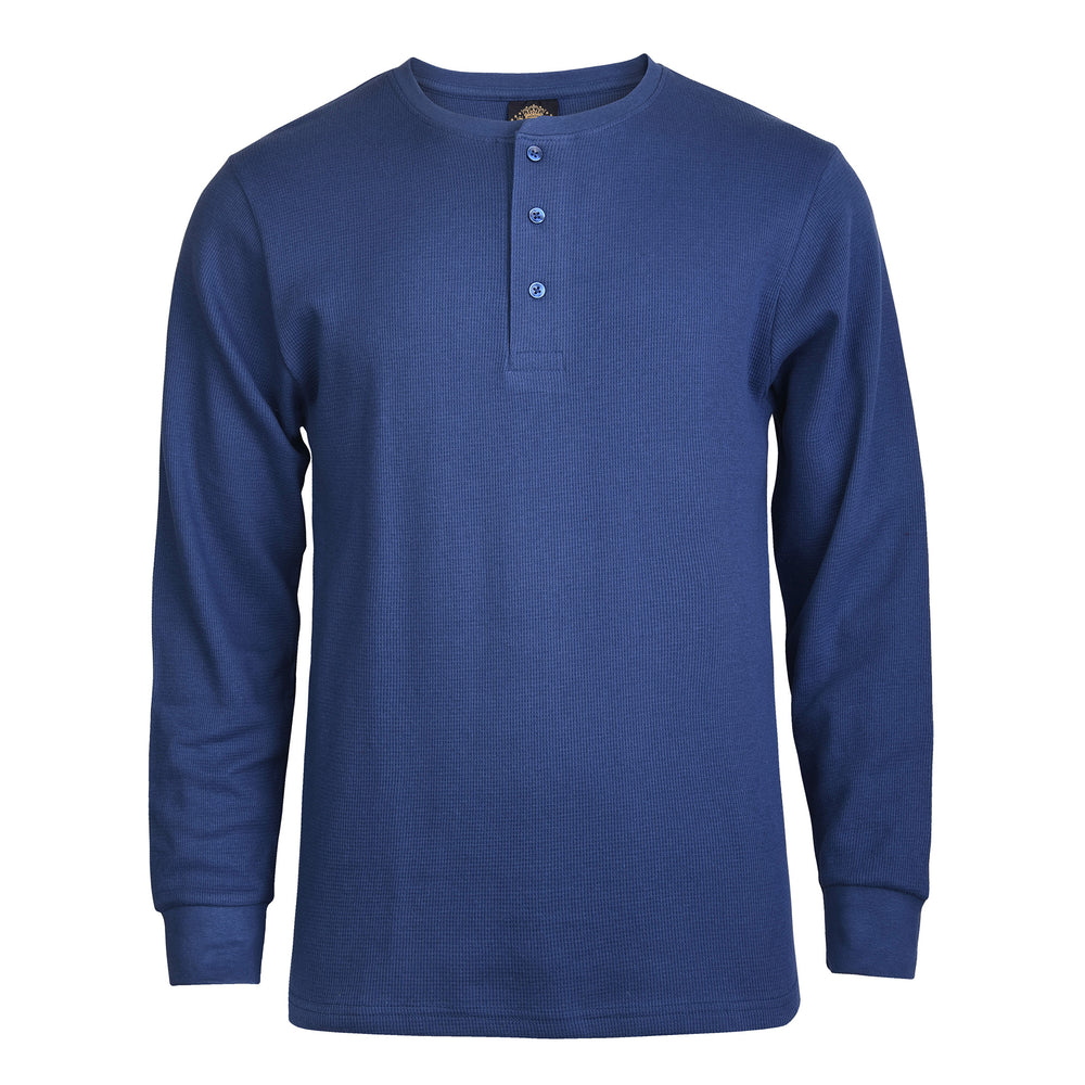 KNOCKER MEN'S WAFFLE-KNIT THERMAL HENLEY SHIRT (MHS100_NAVY) – Uni Hosiery  Co Inc.