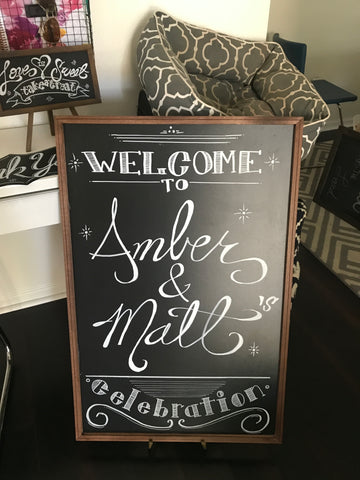 Wedding sign on a chalkboard