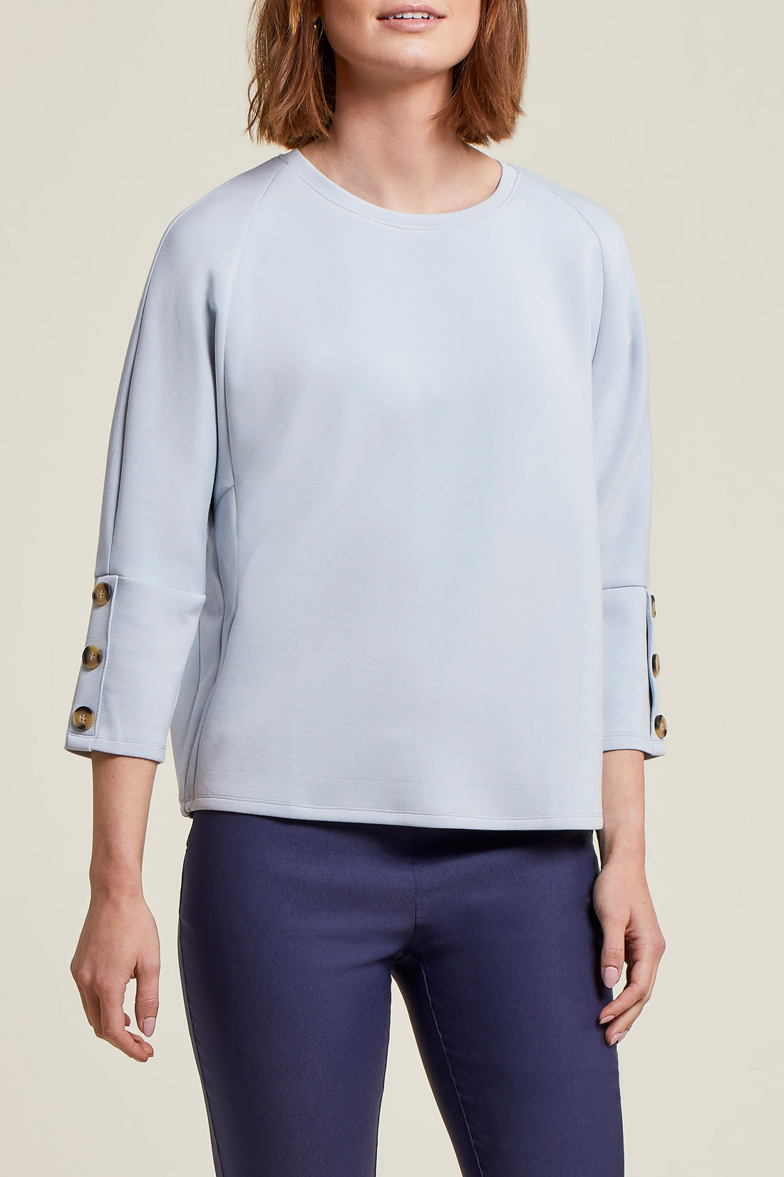 Scuba Knit Dolman Top with Button Detail by Tribal