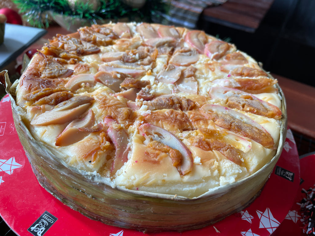 Bibingka Cheesecake, made with queso de bola on a graham cracker crust