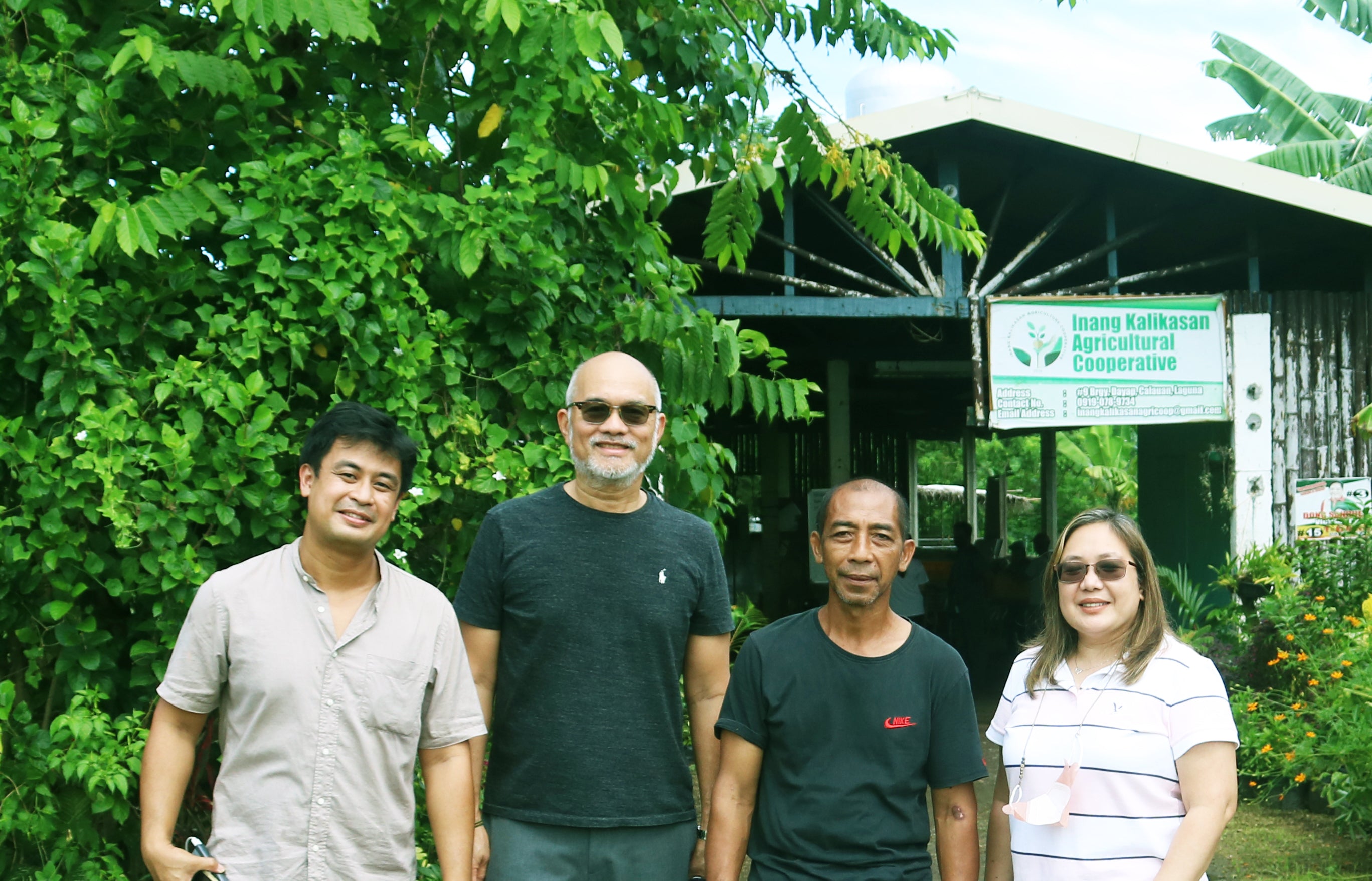 From Left: Jamir Ocampo (CEO and Founder of Tsaa Laya),Steve Benitez (CEO and Founder or Bo's Coffee), Sam (IKAC Farmer), and Rachel Fallarme (COO of Bo's Coffee). Taken last June 23, 2022 during Tsaa Laya immersion.