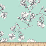 Art Gallery Wild Bloom by Bari J Magnolia Study Fresh Mint Fabric 