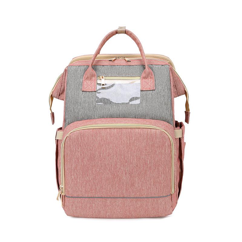 Diaper Bag Backpack Baby Portable Bed Diaper Bag Mummy Bag Backpack Multifunctional Travel Crib Bag Pink Matt Blatt