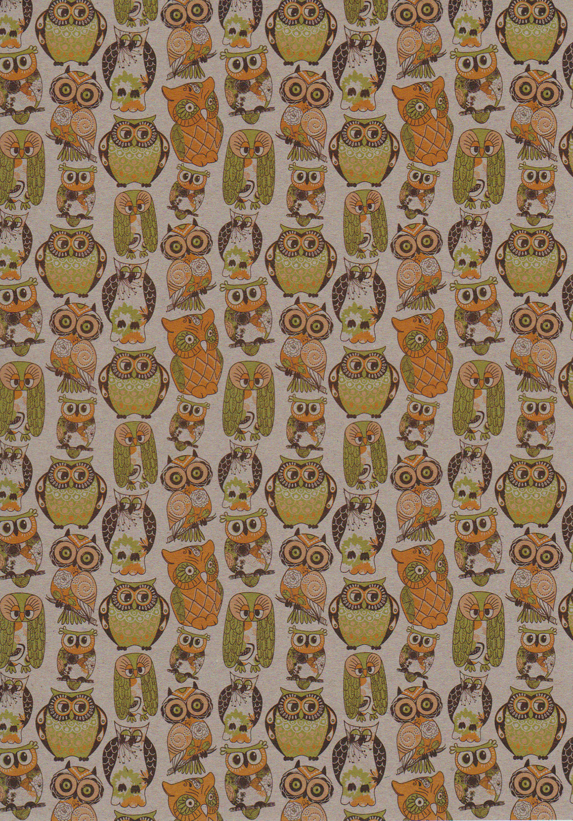 Owl patterns set on botany paper