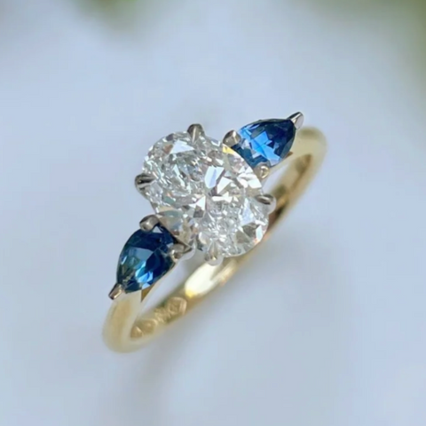 diamond and sapphire oval ring