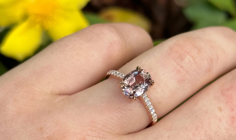 pink sapphire and diamond rose gold engagement ring