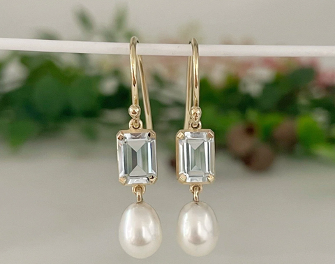 diamond and pearl drop earrings