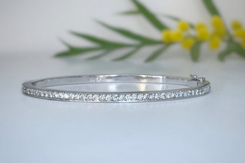 Classic Diamond Pave White Gold Bangle