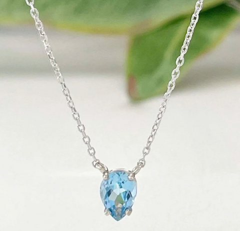 white gold and aquamarine necklace