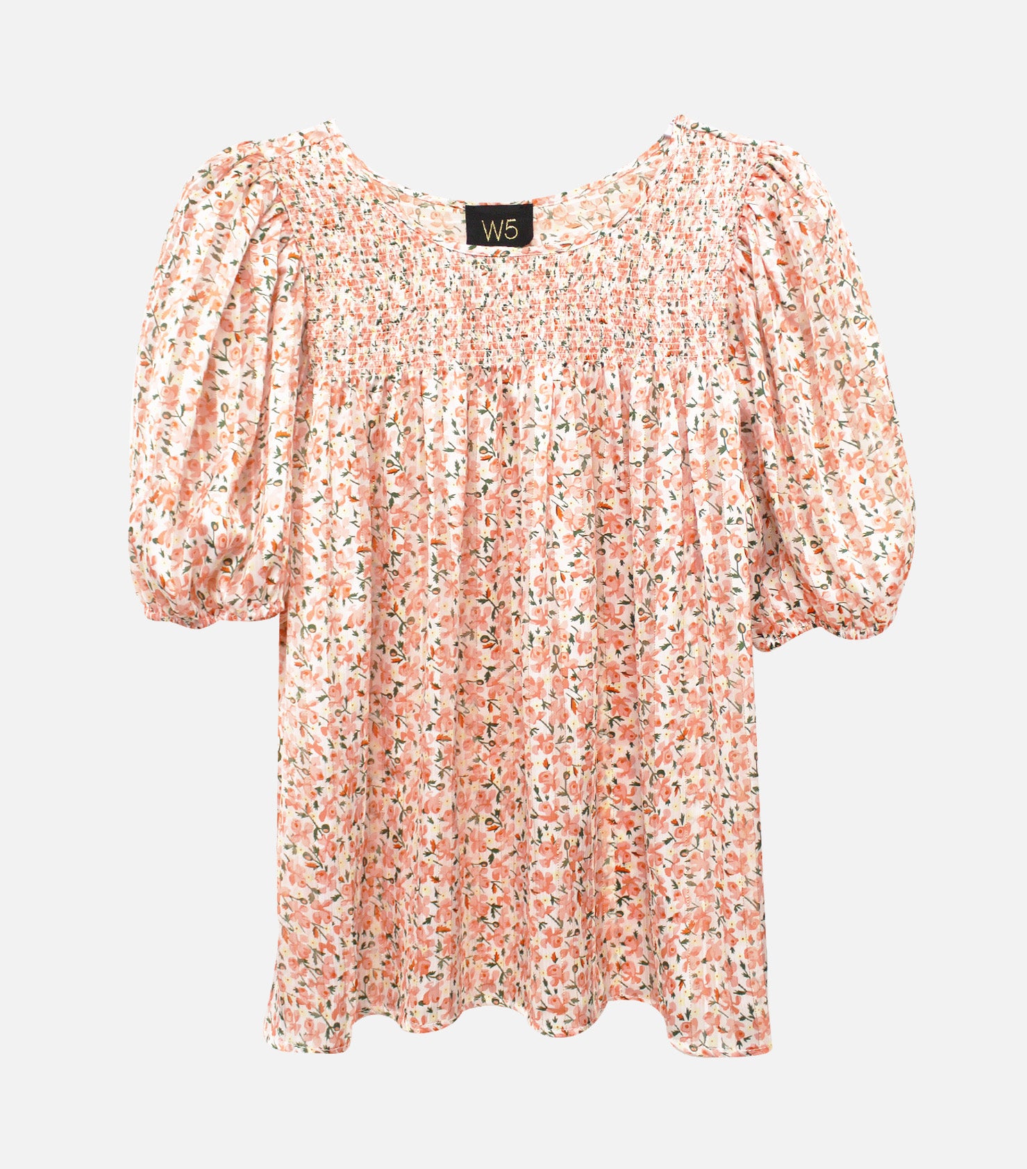 Sheer Floral Smocked Puff Sleeve Top – W5 Concepts