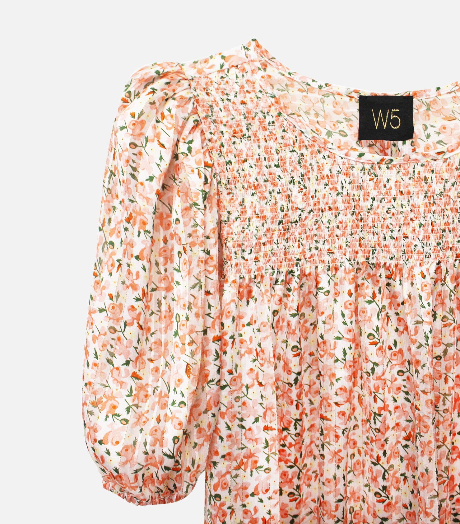 Sheer Floral Smocked Puff Sleeve Top – W5 Concepts