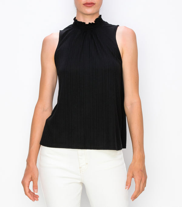 MOCK NECK SLEEVELESS TOP - Black