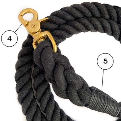 black dog lead with brass spring clip
