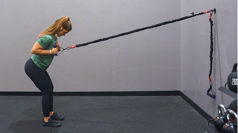 single arm rows with resistance bands with handles