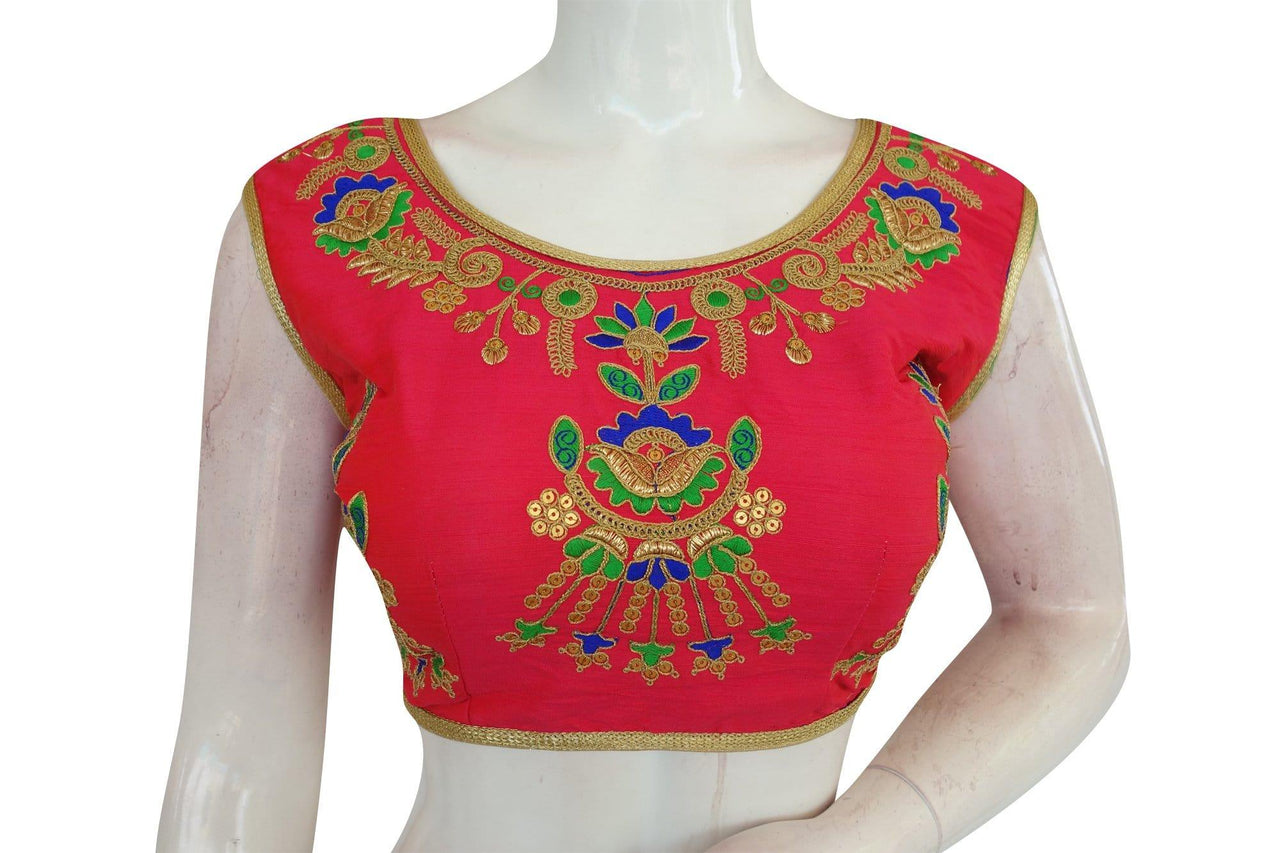 Peach Pink Color Multi Embroidered Designer Readymade Blouse ...