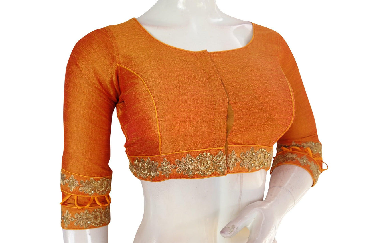 Mustard Color Semi Silk Designer Readymade Saree Blouse – d3blouses