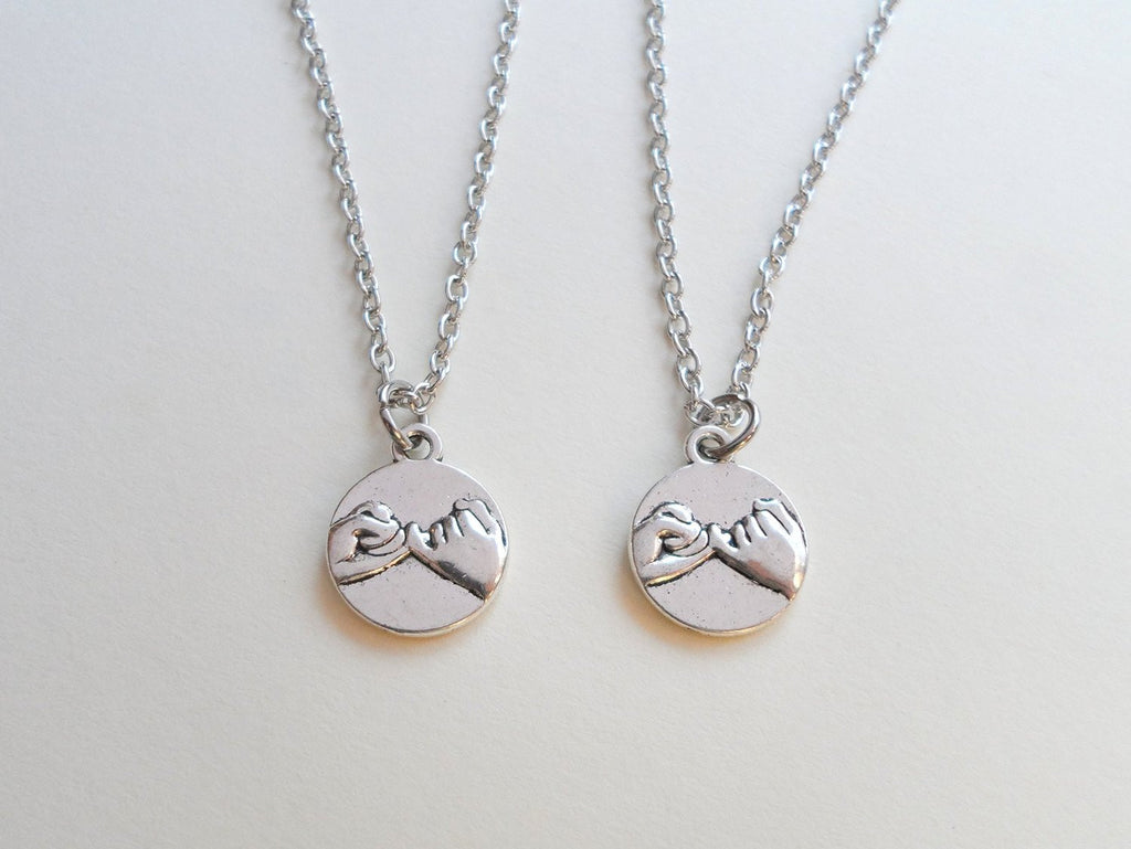 Double Pinky Promise Charm Necklace, Best Friend Necklace Set, Couples ...