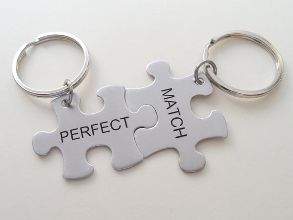 2 Matching Steel Puzzle Keychains You & Me a Perfect Match ...