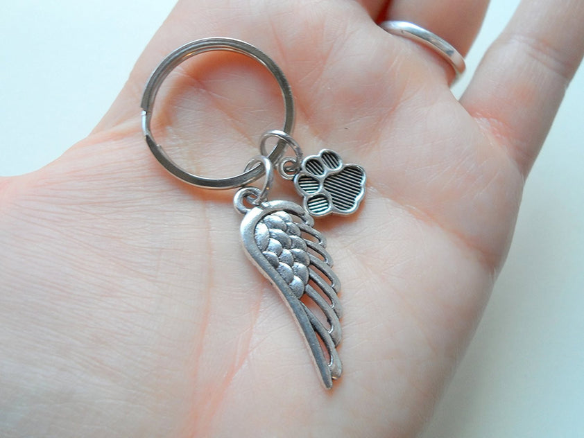 Dog Memorial Keychain - Cute Wing and Paw Charm | JE – JewelryEveryday