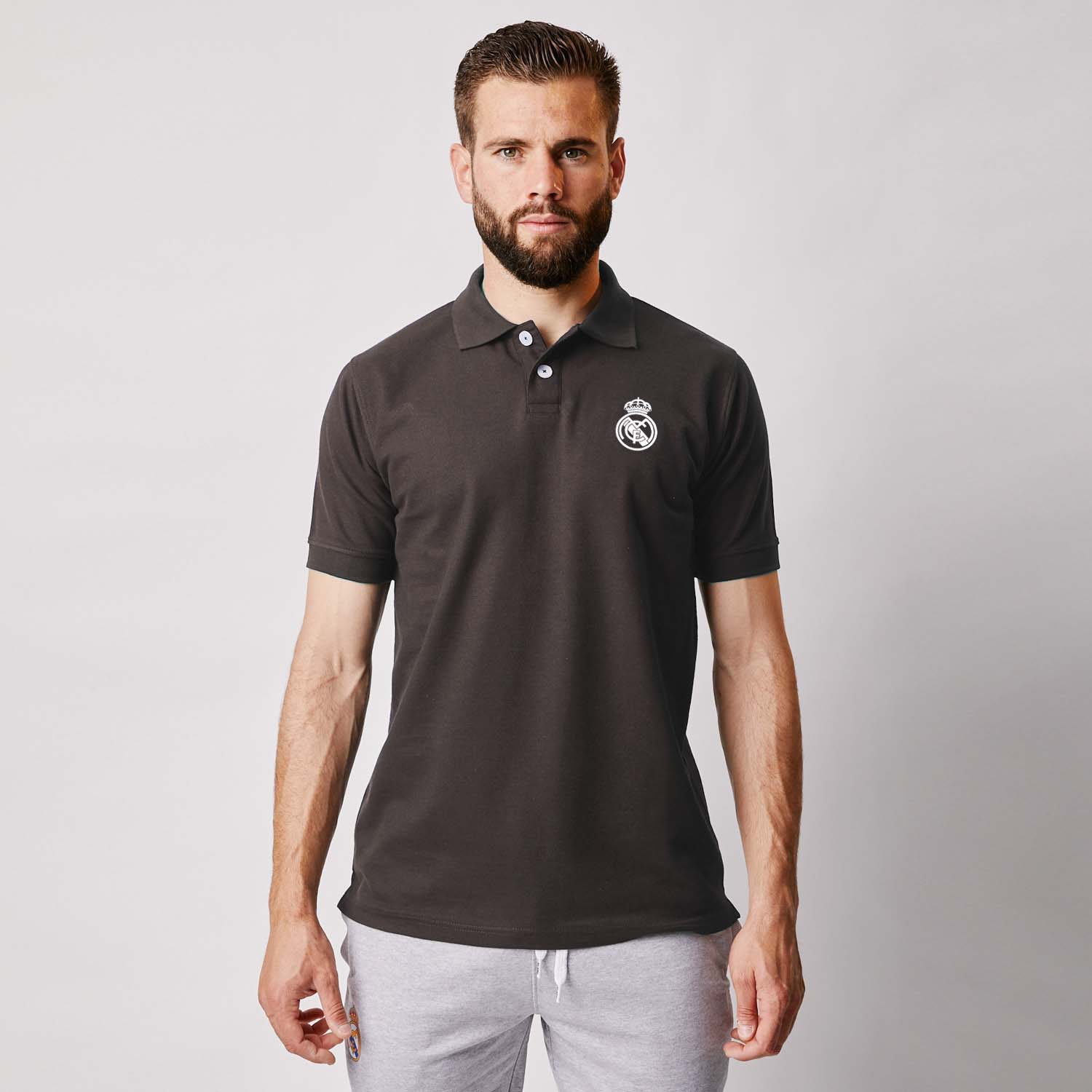 Mens Essentials Monocolor Crest Polo Dark Grey - Official Online 