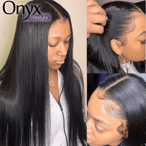 Brazilian Straight Lace Front Wig Human Remy Pre Plucked Natural Color