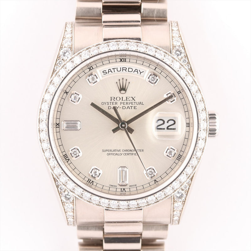 rolex day date silver