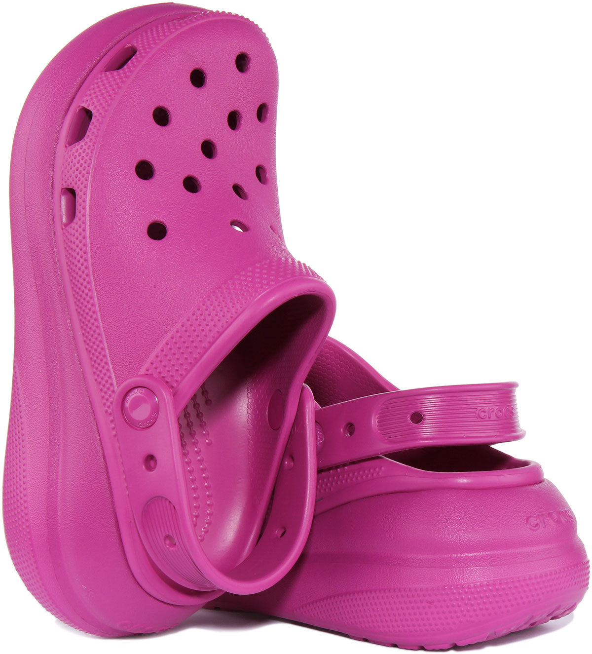 Crocs Classic Crush In Fuchsia | Curved Platform Croc Hot Pink Sandals –  4feetshoes